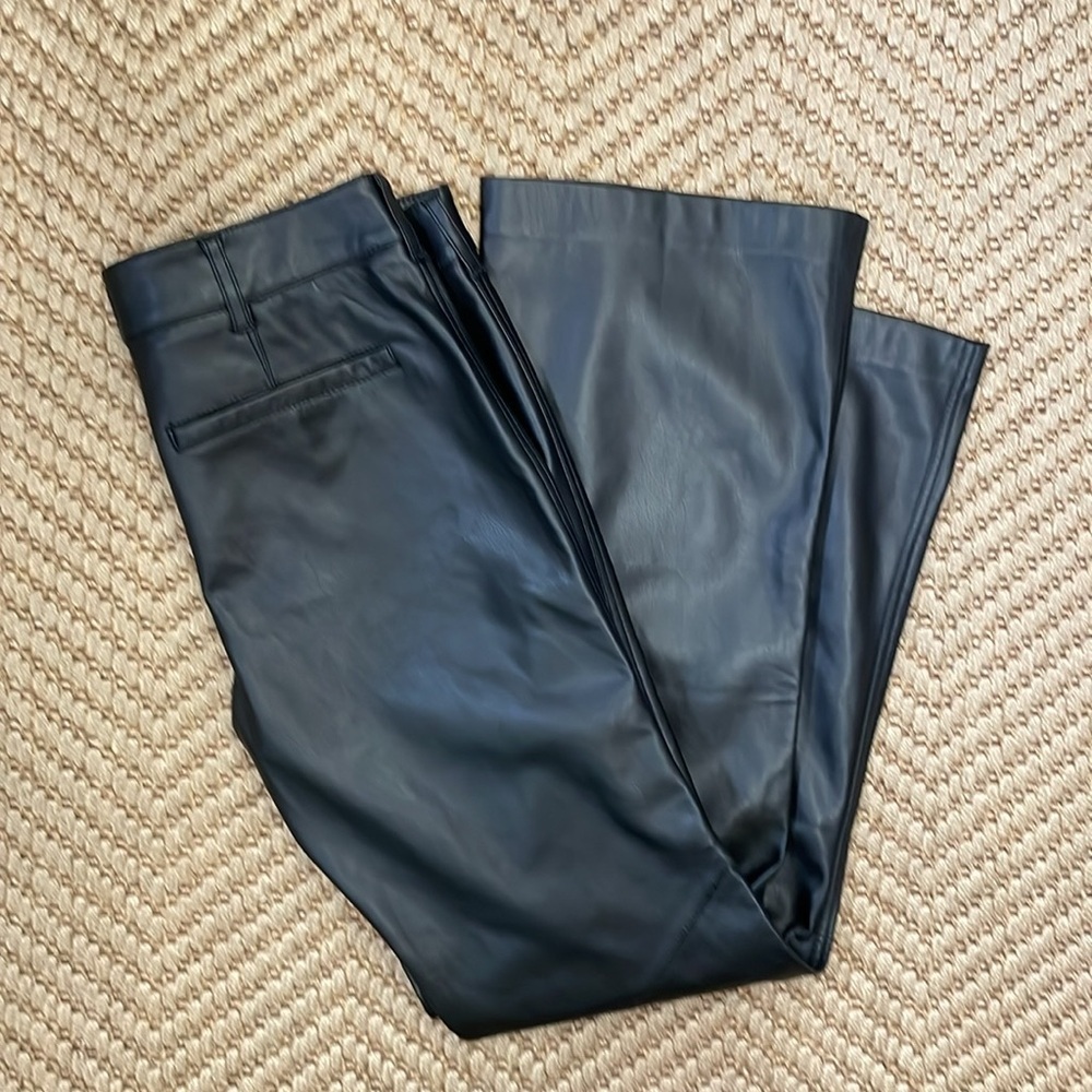 Free People Faux Leather Straight Legged Pants - Black - 8